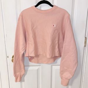 Pink/Peach cropped Champion Crewneck
